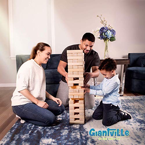 60 EXTRA JUMBO WOODEN BLOCKS WITH STORAGE CRATE,OAK - GIANTVILLE GIANT TUMBLING