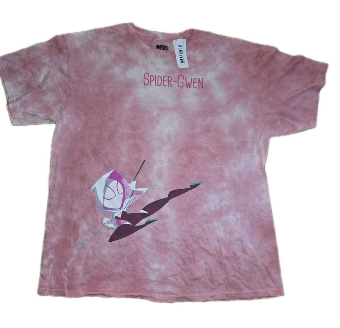 NWT BoxLunch Marvel Spider-Gwen Pink Tie Dye t-shirt Mens Size XL Spider-Verse NWT BoxLunch Marvel Spider-Gwen Pink Tie Dye t-shirt Mens Size XL Spider-Verse