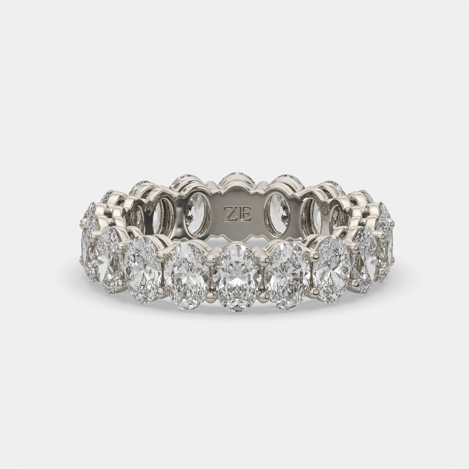 4.00 Ct Oval Lab Grown Diamond Eternity Band Ring Plat D-E VS GIA Authenticated