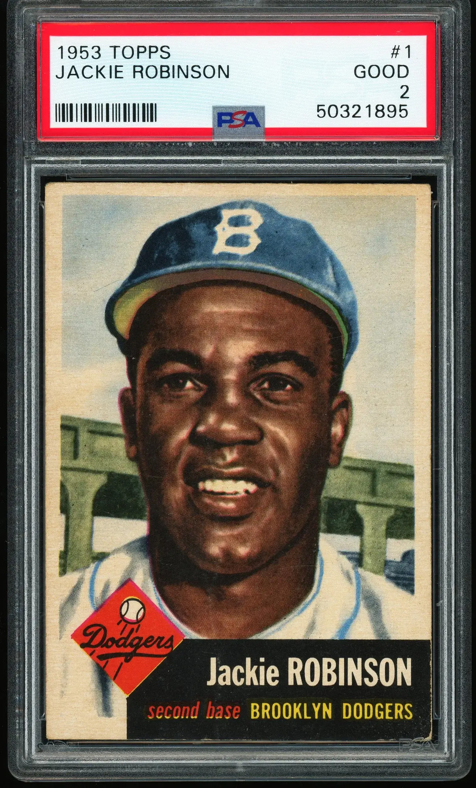 1953 Topps #1 Jackie Robinson PSA 2 GD Nice Eye Appeal New Label