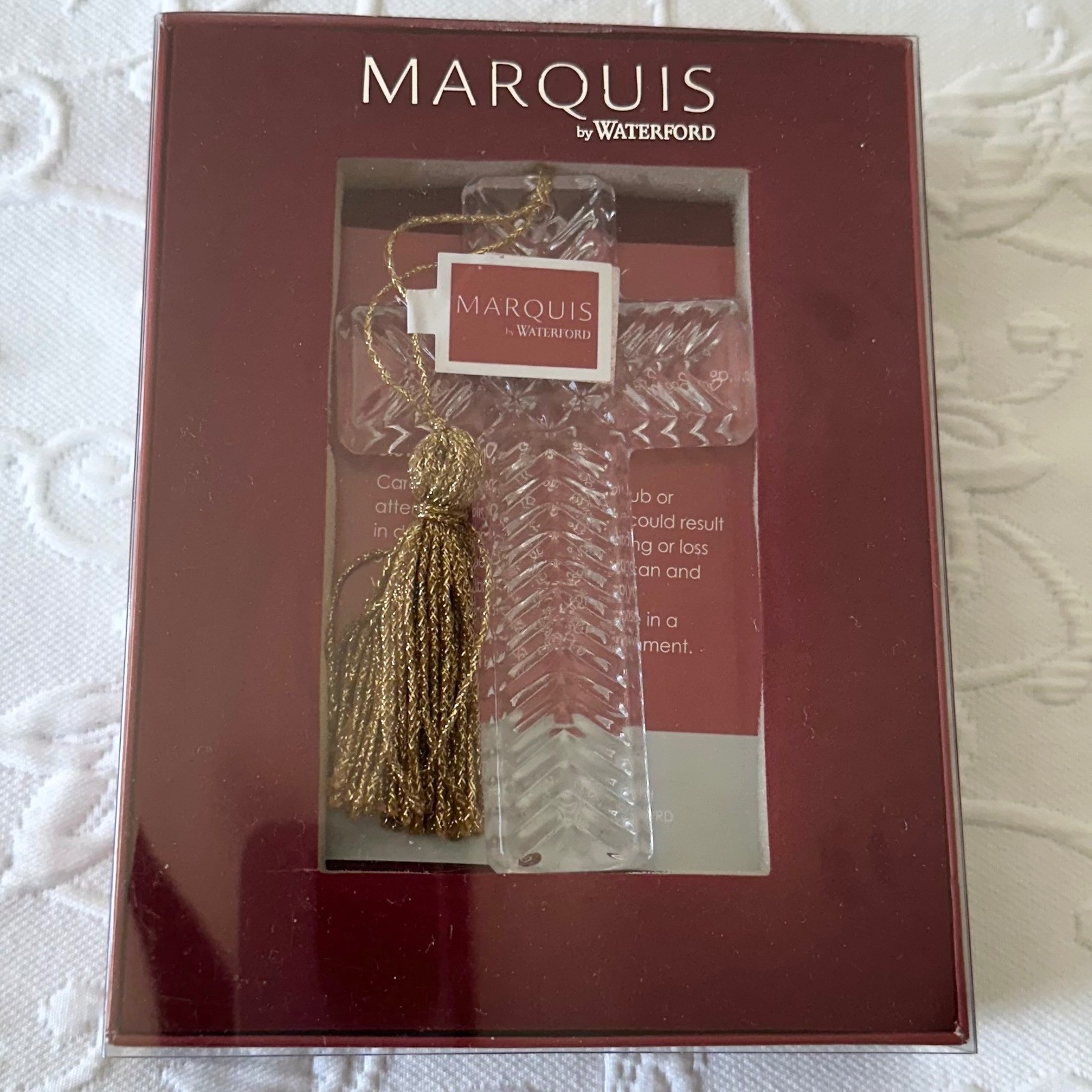 Vintage 2000s Marquis by Waterford Embellished Crystal Cross Ornament New in Box