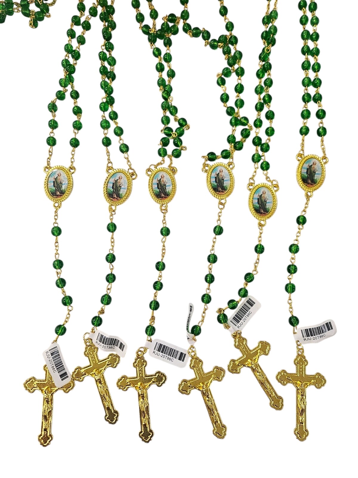 Bulk 12pc Glass Saint Jude Long Ful Rosary Baptism / Religious Favor/First Com