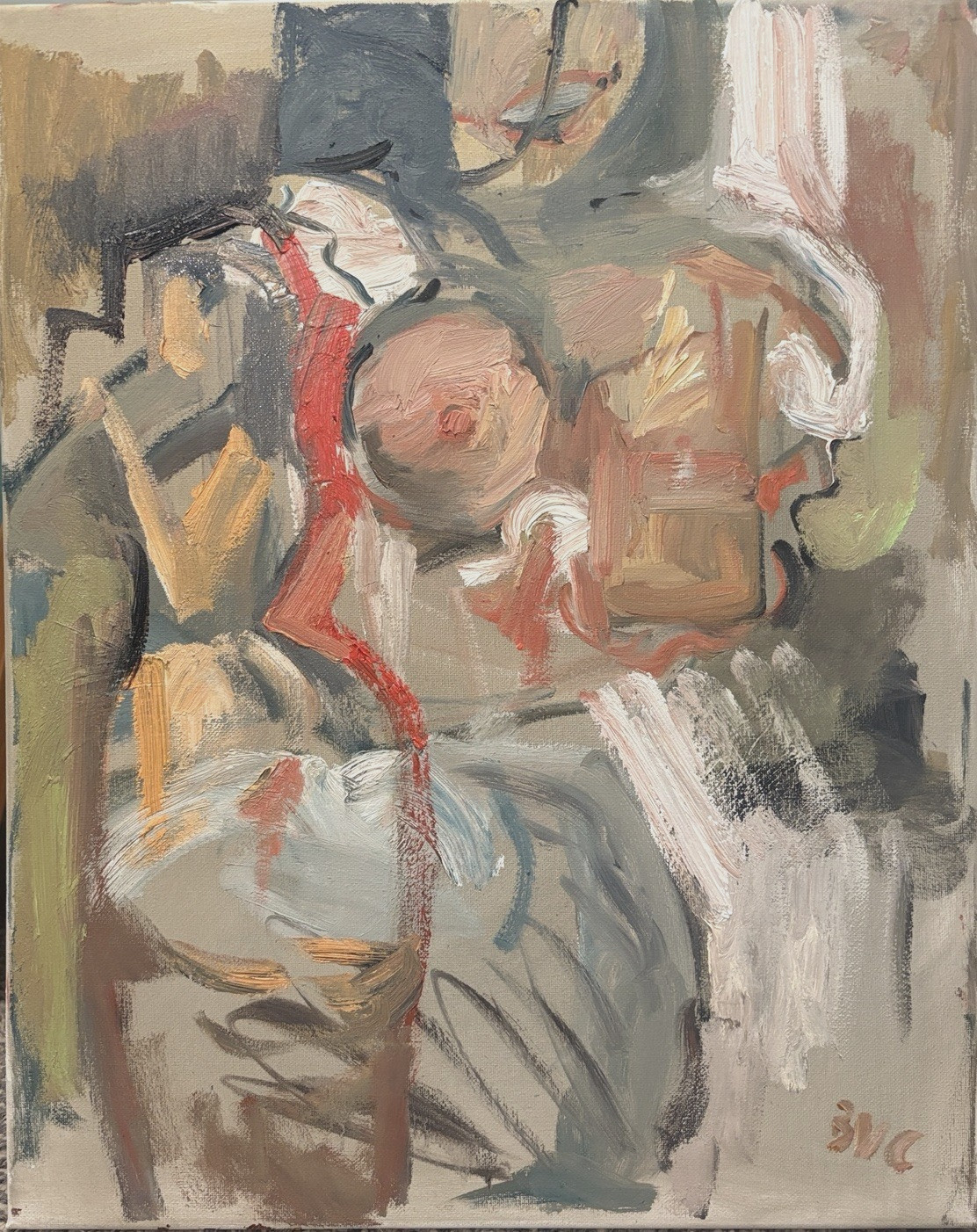Boudoir Fauvist Figures Cubist Oil Painting on 16”x20” Canvas Original Signed