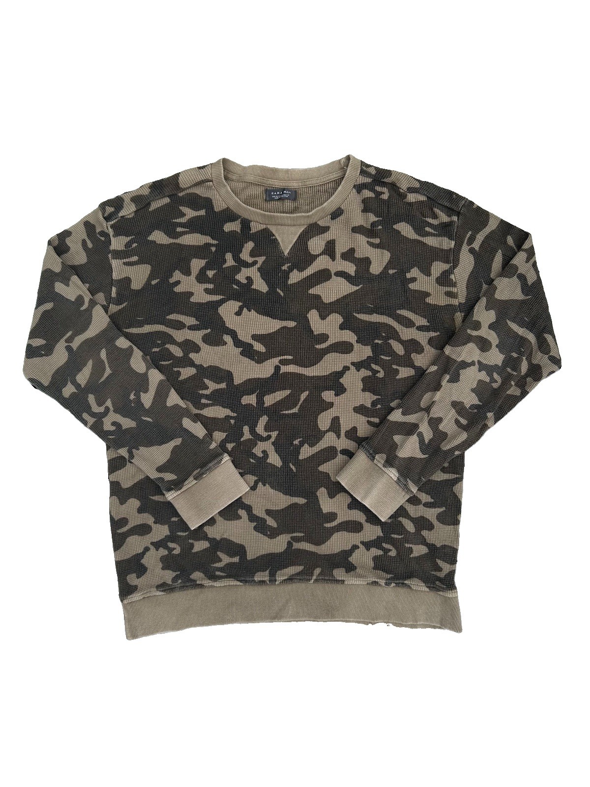 Zara Green Camo Thermal Long Sleeve Top Size XL