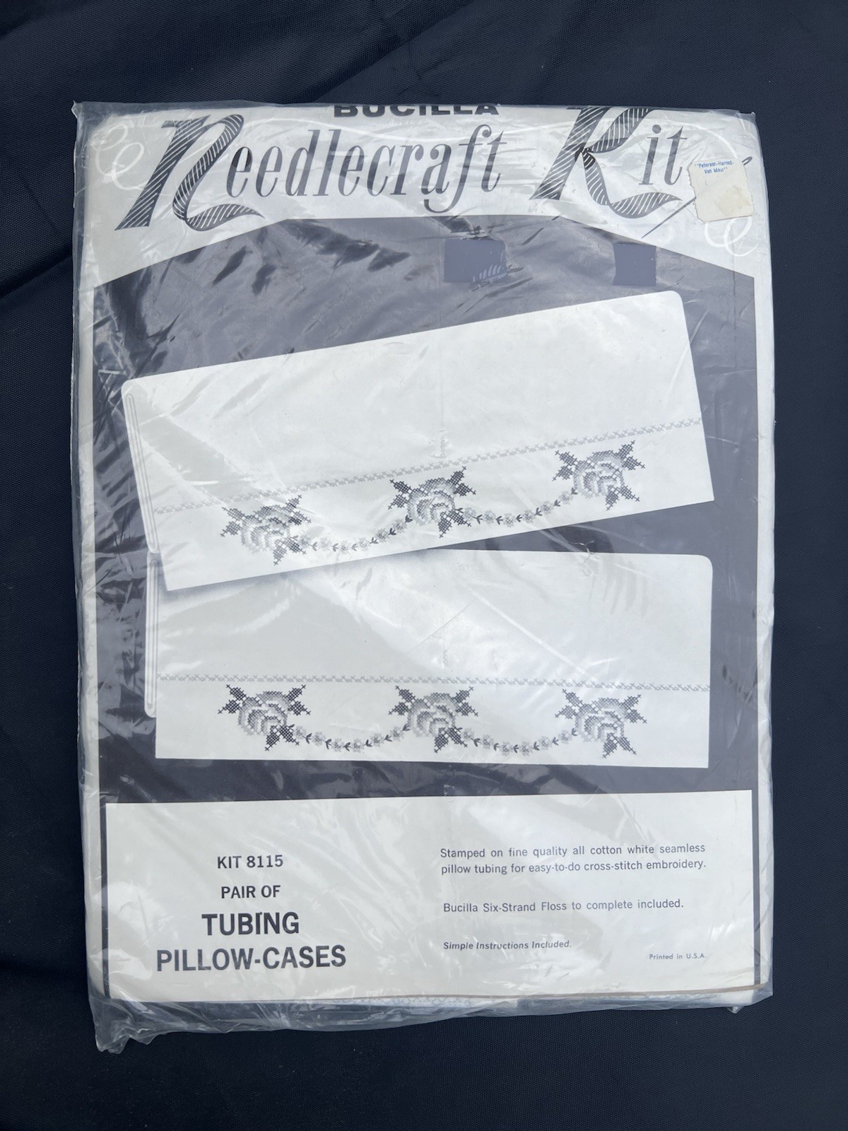 Vtg Bucilla Needlework Kit 8115 Tubing Pillow Cases One Pair
