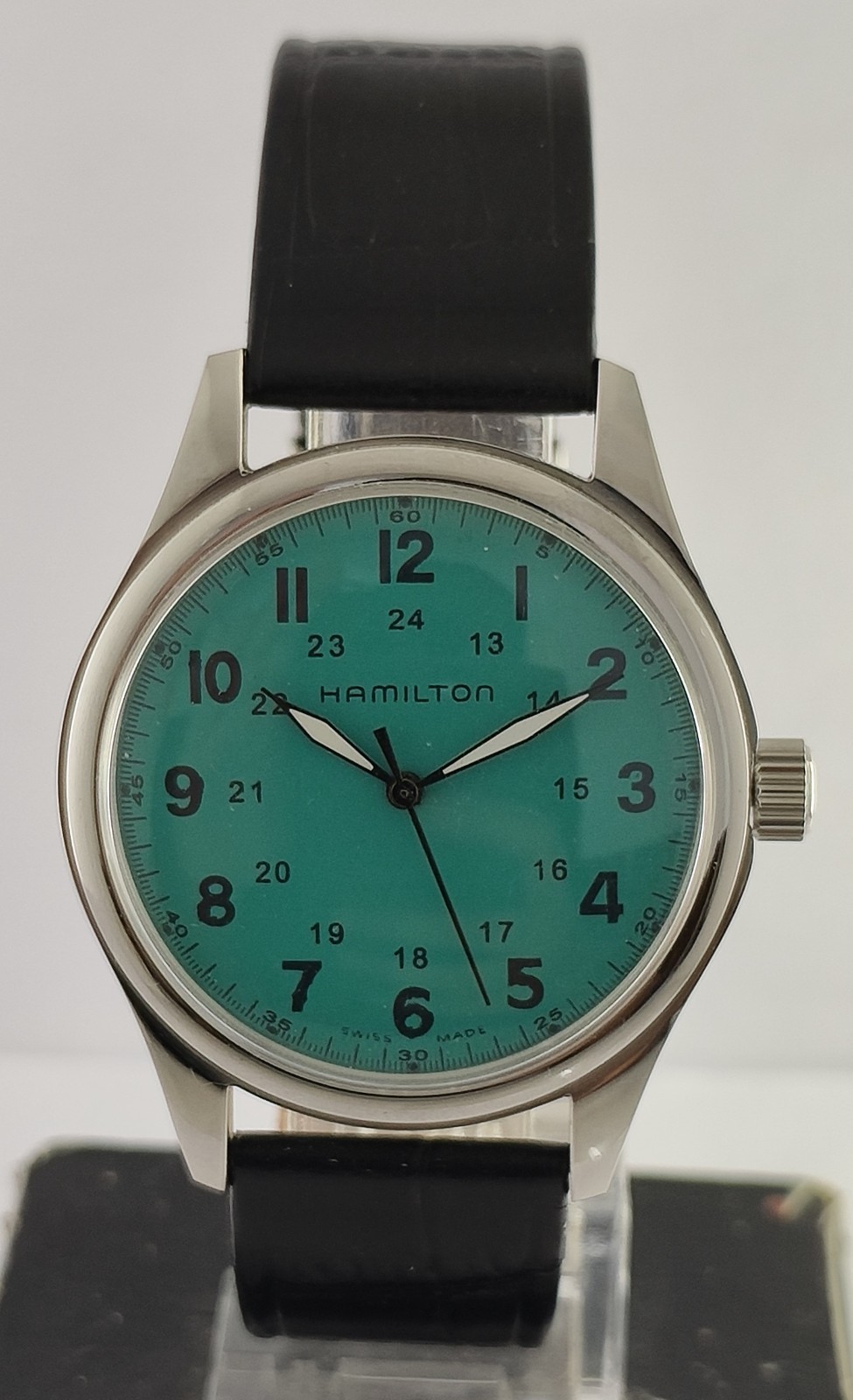Vintage Refurbished Hamilton Hand-Winding Green Dial 17 Jew Working Men Watch