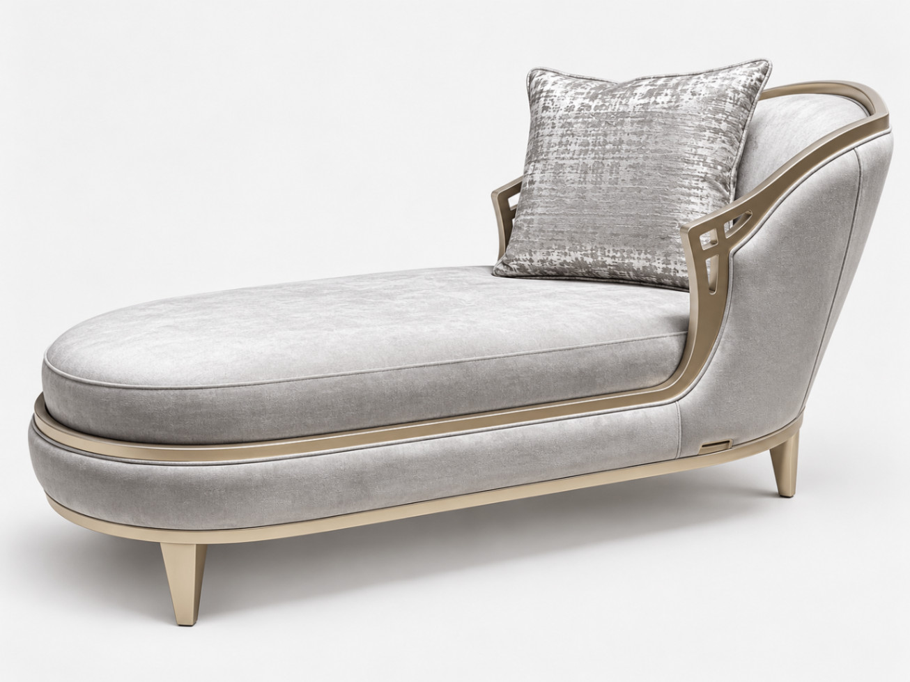 Michael Amini Villa Luxury Chaise Lounge Daybed Velvet Gold Tone Accent Modern