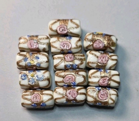 Vintage Venetian Murano Wedding Cake Beads