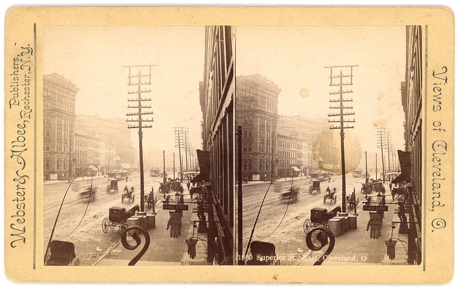 OHIO STEREOVIEW - Cleveland - Superior Street - Webster & Albee 1890s