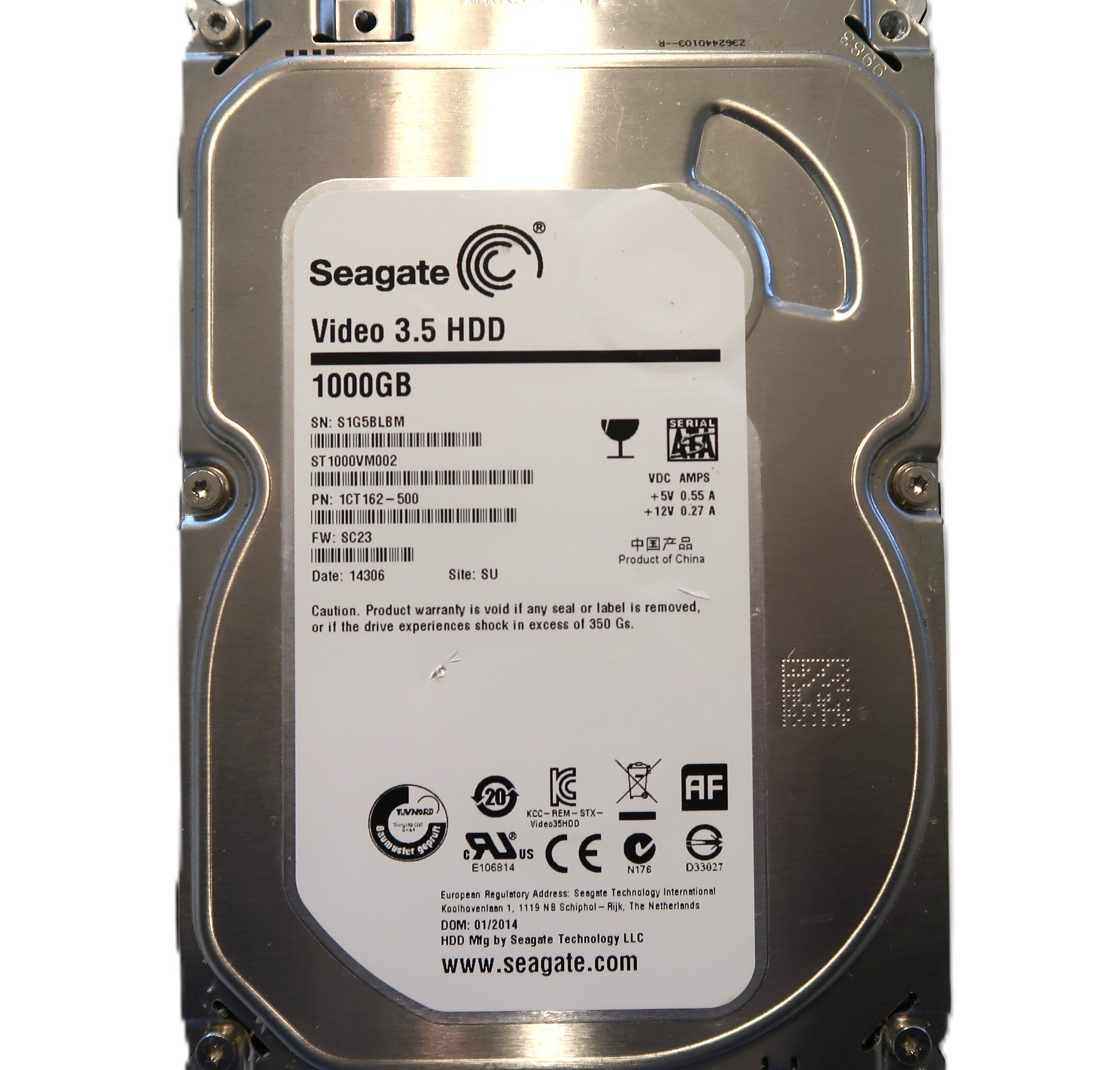Seagate ST1000VM002 1CT162-500 SC23 (S1G5) SU China 1TB 3.5\