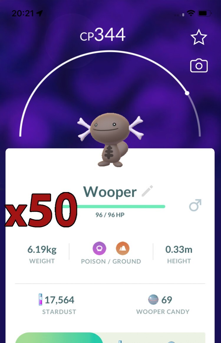 50x Paldean Wooper Pokemon Bundle  Good Chance of Lucky and Good IVs  Go