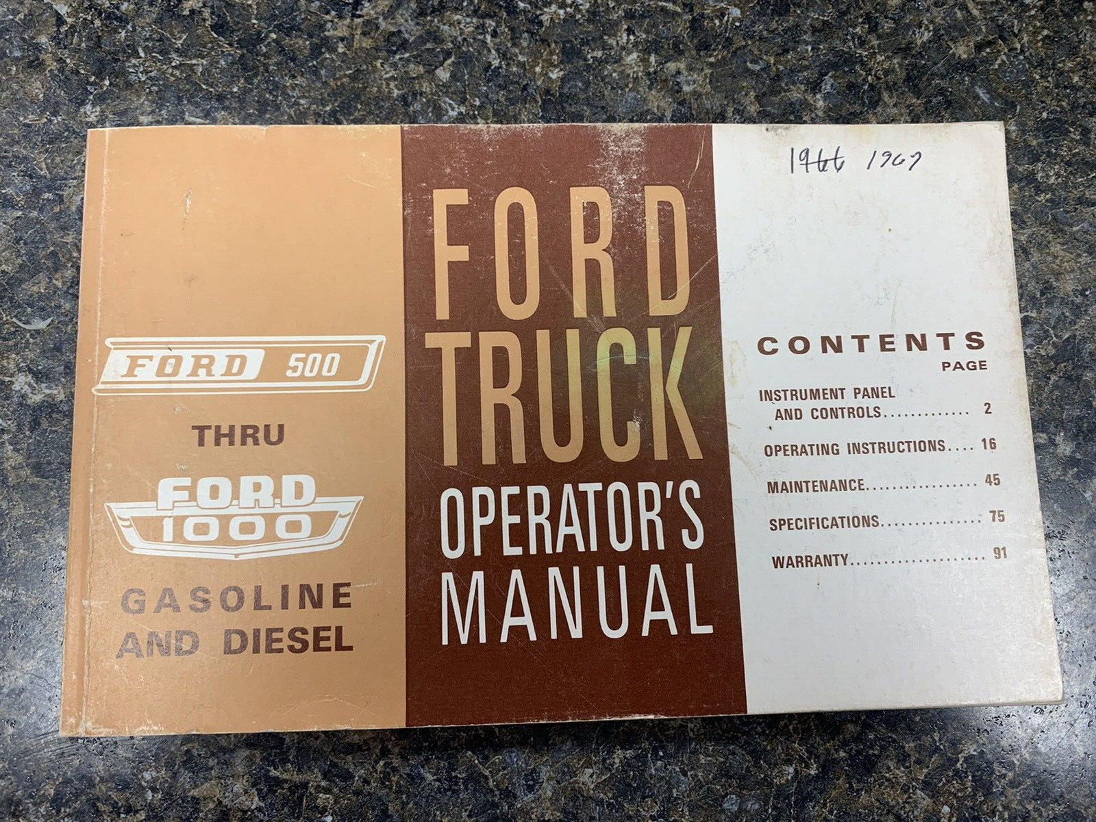 ORIGINAL 1966 FORD TRUCK 500 THRU 1000 OWNERS MANUAL (21B)