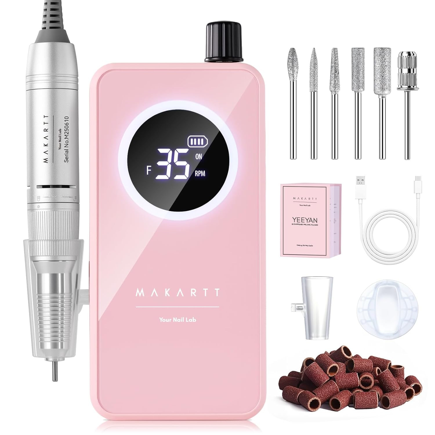 Makartt Rechargeable Nail Drill – 35000RPM Electric Nail File,Portable E File fo