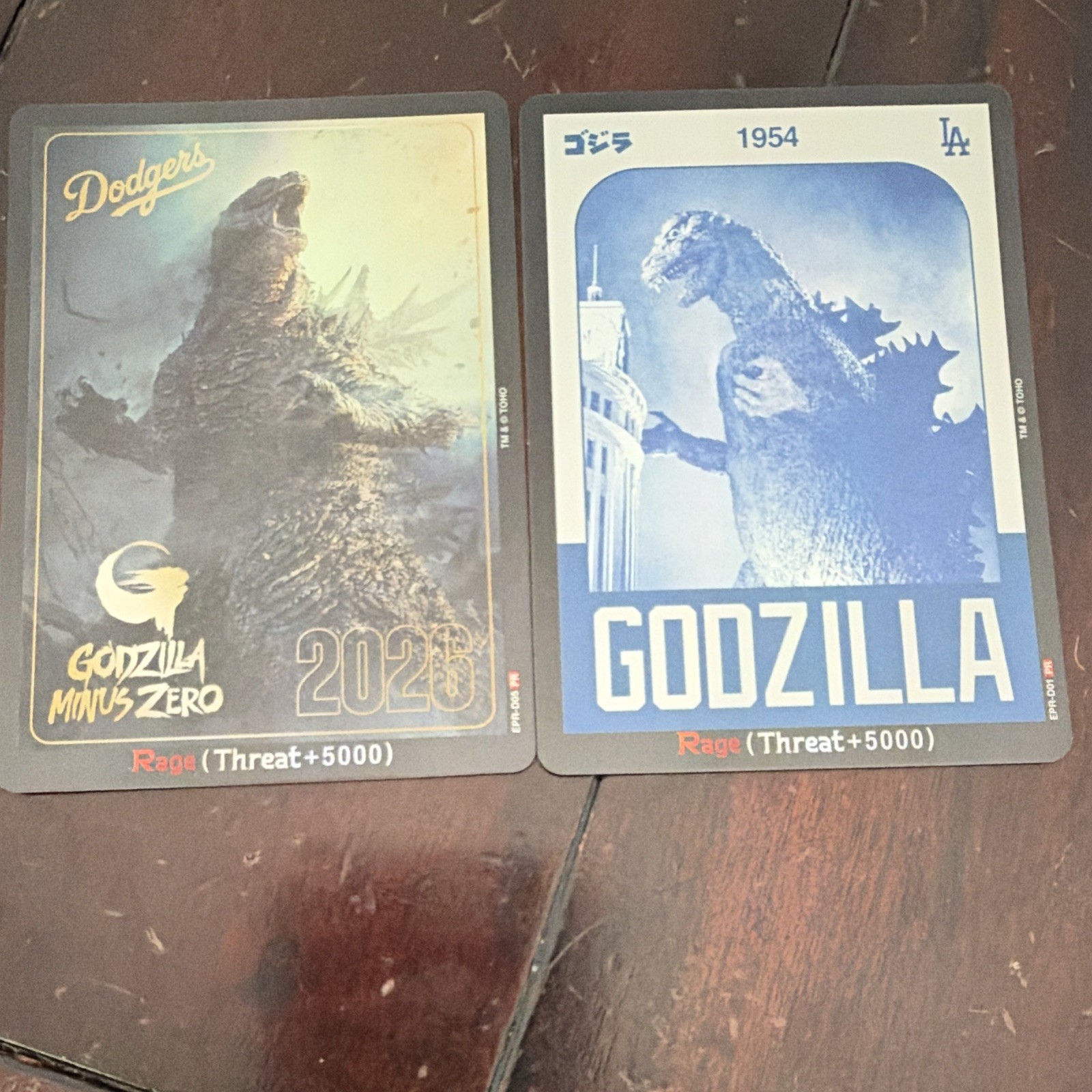 2 Card Set Dodgers Godzilla Trading Card Lot 1954 Godzilla Minus One SGA 2026