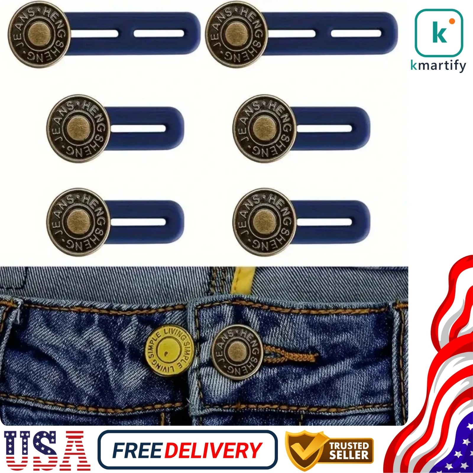 6PCS Jeans Button Extender Adjustable Waist Extender For Men And Women\' Pants US