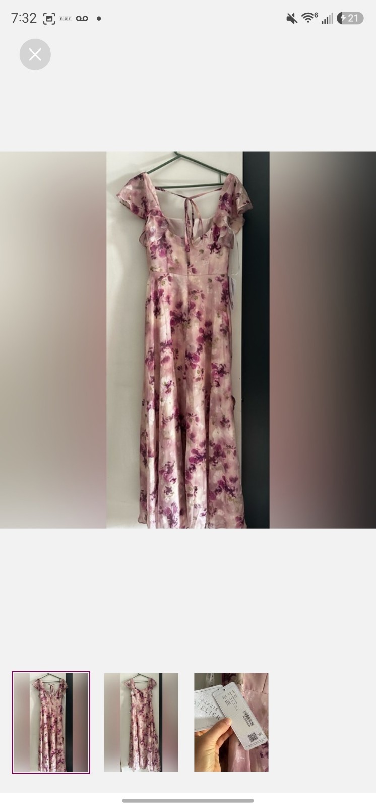 Azazie Bouquet Floral A-line Ruffled Chiffon Dress - New With Tags Azazie Bouquet Floral A-line Ruffled Chiffon Dress - New With Tags