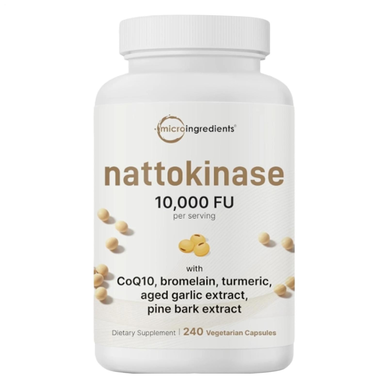 Nattokinase 10,000 FU per Serving (Natural Natto Extract), 240 Vegetarian Capsul