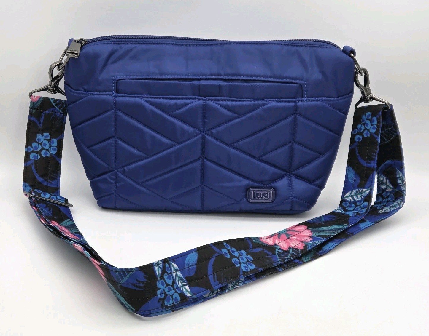 Lug Flare Purse RFID Crossbody Bag Travel Lightweight Cobalt Blue Quilted Logo