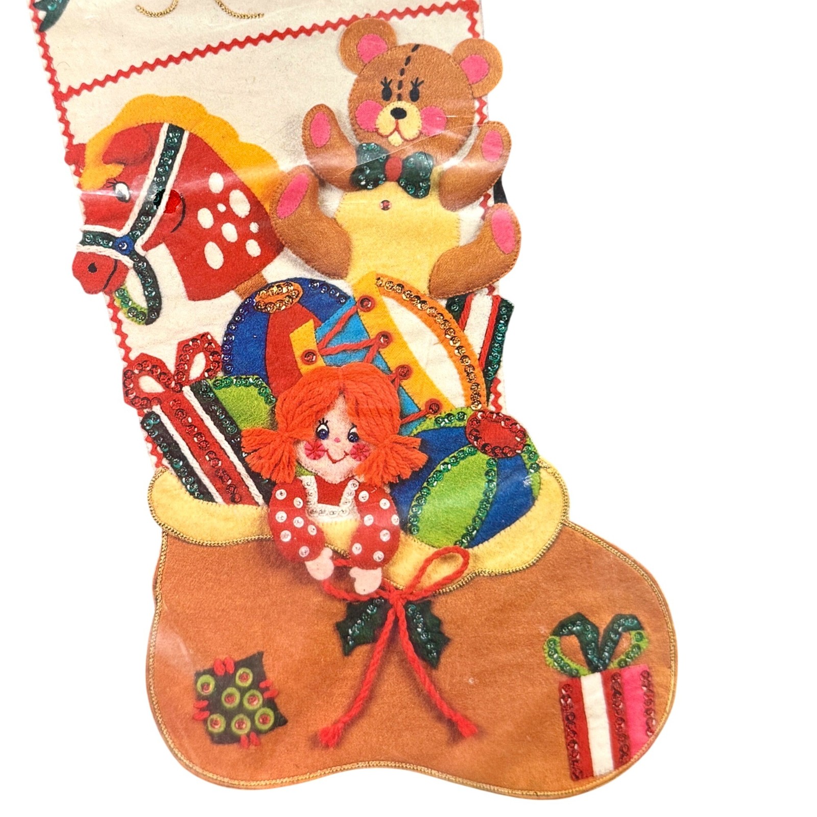 Bucilla Jumbo Jeweled Christmas Stocking Kit in Package - 21.5” long