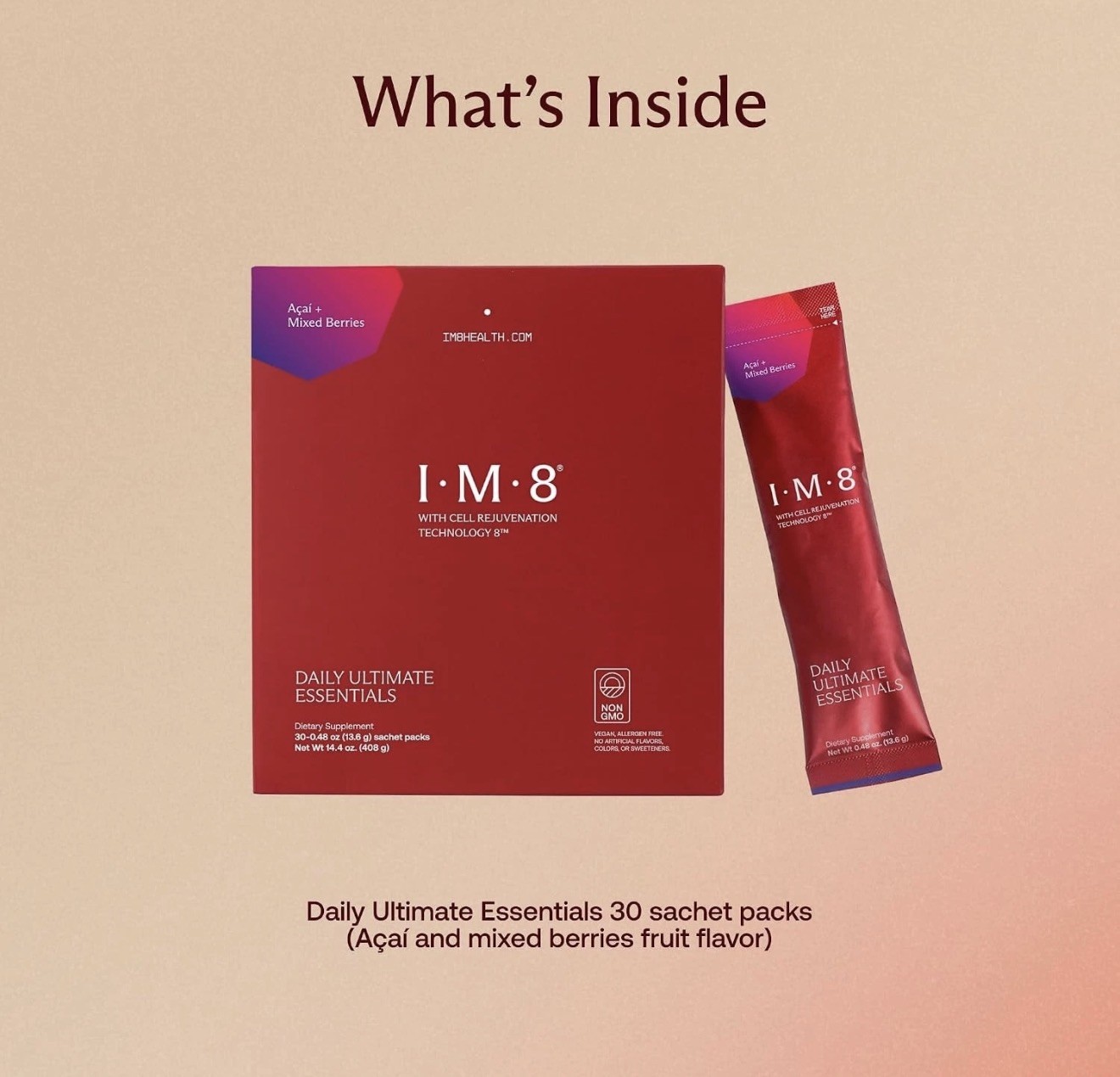 IM8 Daily Ultimate Essentials Powder Acai Mixed Berries 30 Sachets IM8 Daily Ultimate Essentials Powder Acai Mixed Berries 30 Sachets