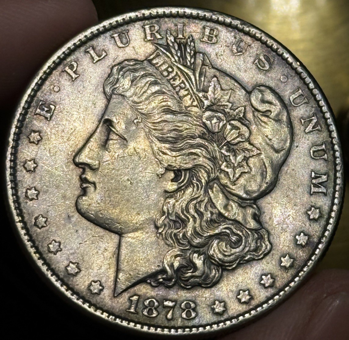 1878-P 8TF Tail Feathers Morgan Silver Dollar About Uncirculated AU Details