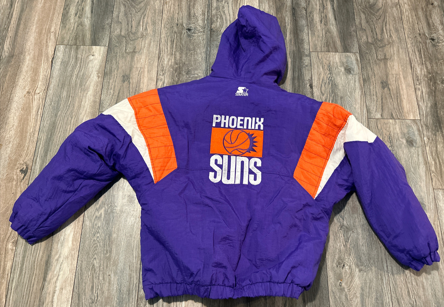 Starter Phoenix Suns NBA Puffer Anorak Jacket Men\'s L Double Sided Vintage 90s