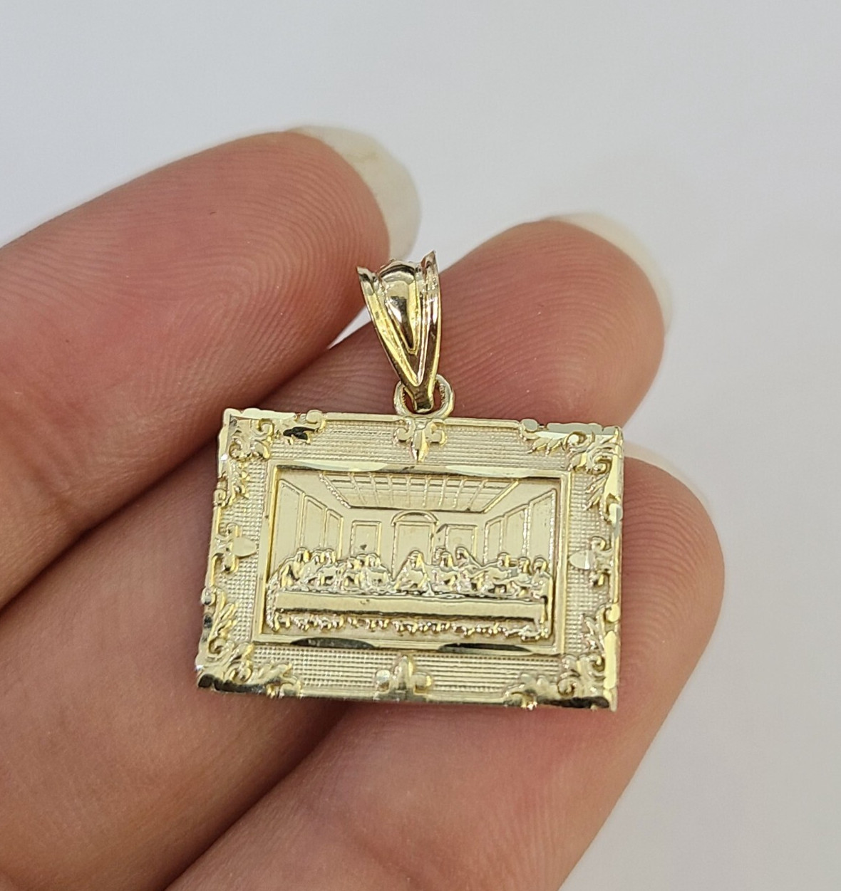 10k Last Supper Charm Pendant REAL 10Kt Yellow Gold Genuine