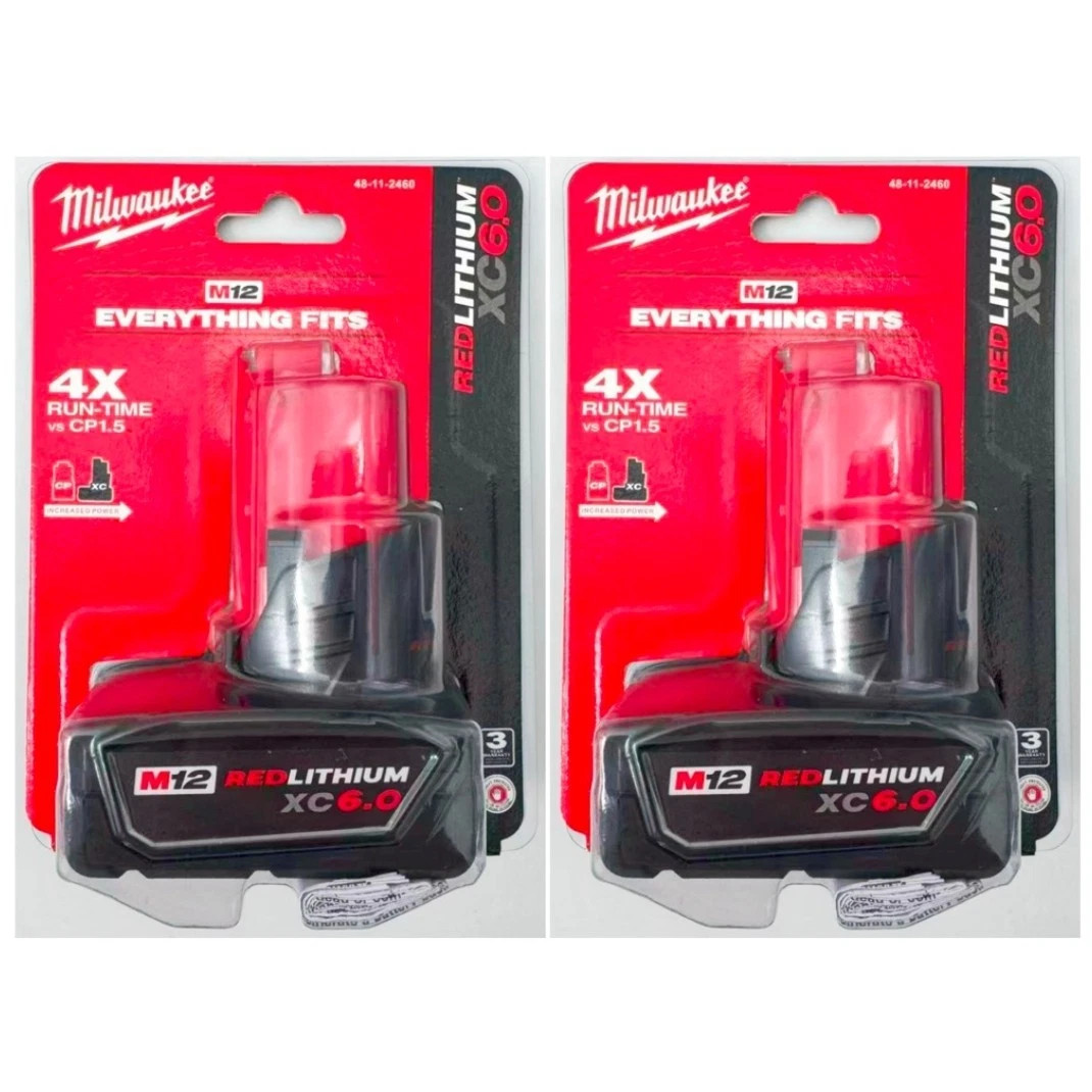 2 PCS MіІwaukеe 48-11-2460 M12 12V RED LITHIUM XC 6.0 Extended Capacity Battery 2 PCS MіІwaukеe 48-11-2460 M12 12V RED LITHIUM XC 6.0 Extended Capacity Battery
