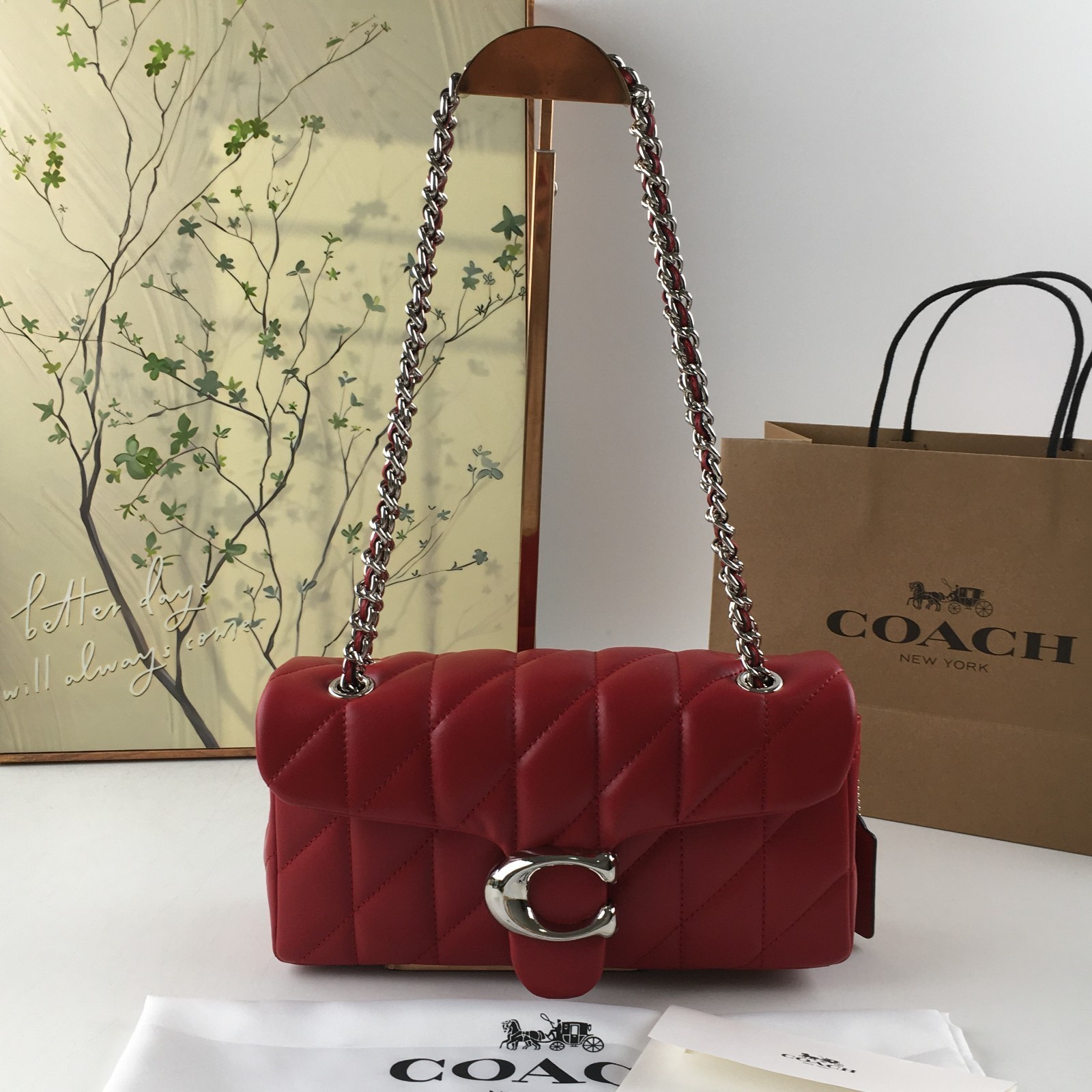 COACH Tabby Shoulder Bag 26 Quilted CP150 Burgundy Red Nappa Leather Outlet New
