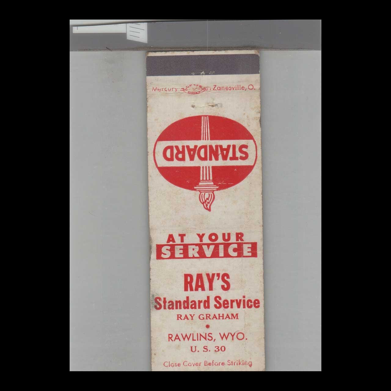 Matchbook Cover Standard Gas Station Ray\'s Standard Service Rawlins, WY