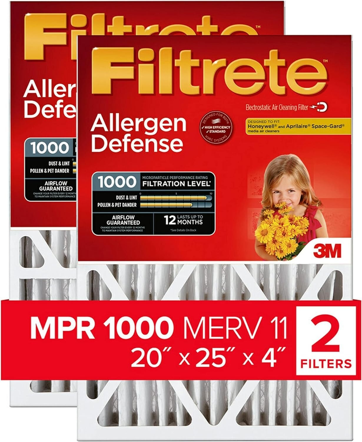 3M Filtrete 20x25x4 Furnace Air Filter, Micro Allergen Defense,MPR 1000 - 2 pack 3M Filtrete 20x25x4 Furnace Air Filter, Micro Allergen Defense,MPR 1000 - 2 pack