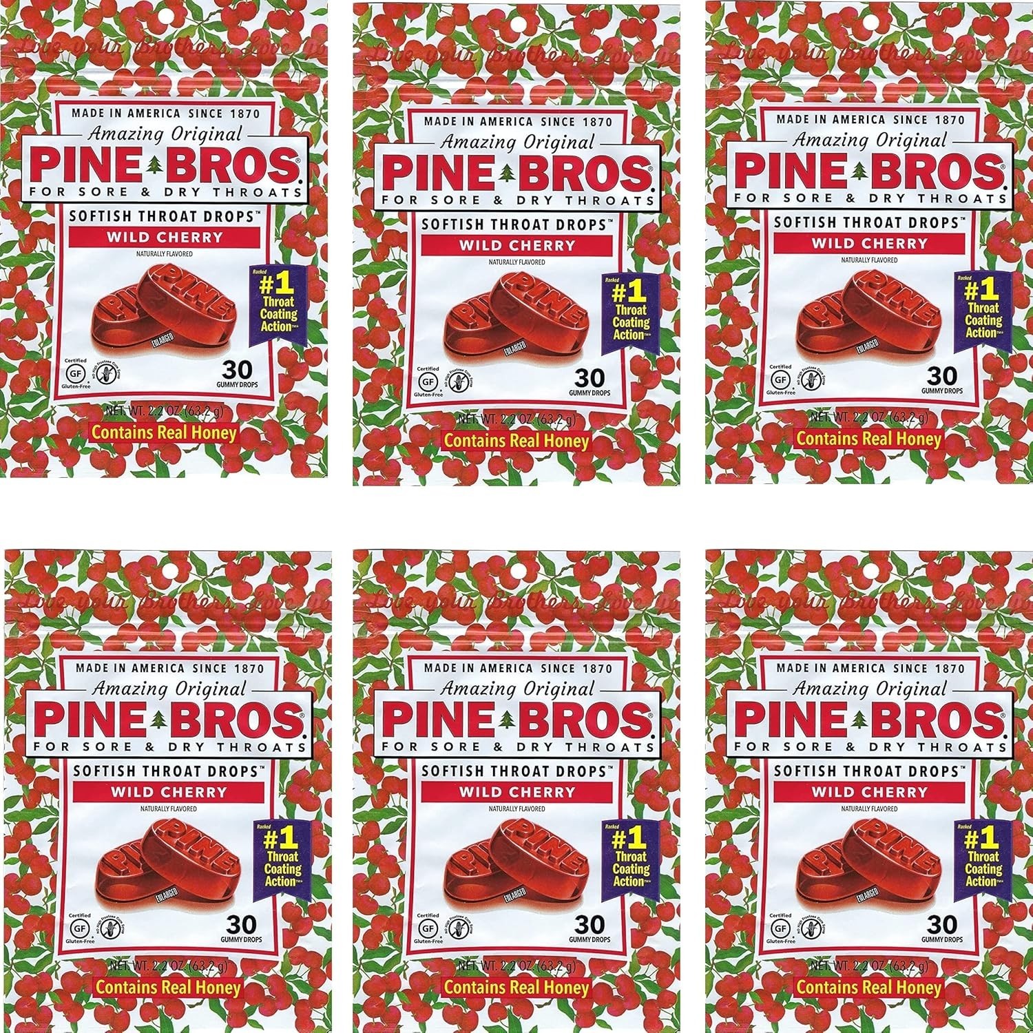 Pine Bros Softish Throat Drops Value Size Wild Cherry -- 30 Drops (Pack of 6) Pine Bros Softish Throat Drops Value Size Wild Cherry -- 30 Drops (Pack of 6)