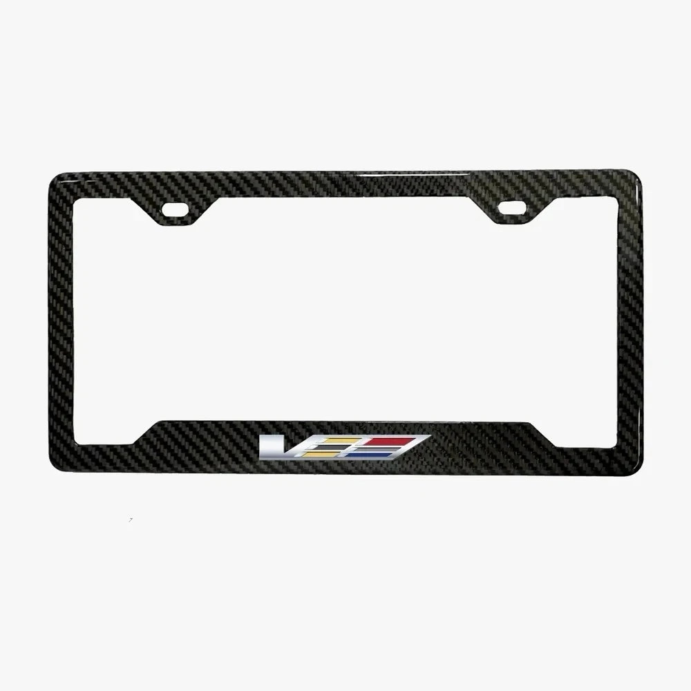 Cadillac V Real 3K TwillWeave Carbon Fiber License Plate Frame Holder