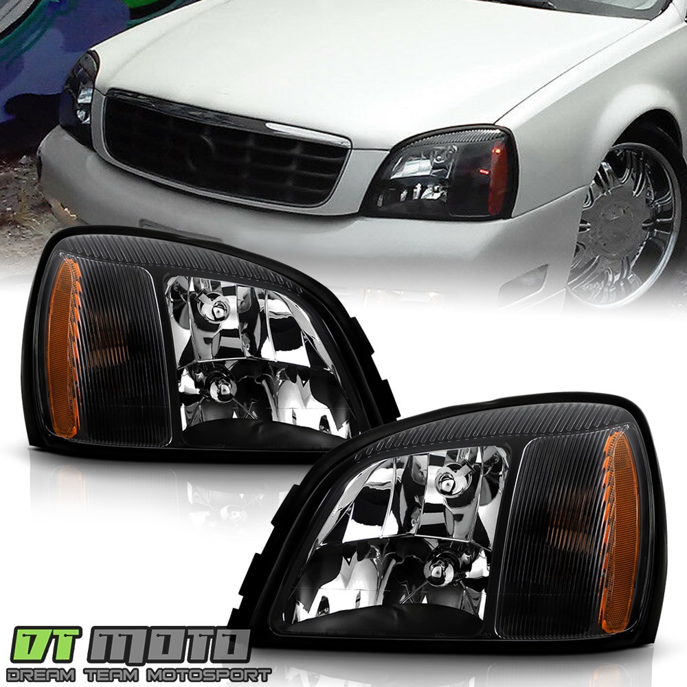 Black 2000-2005 Cadillac Deville Headlights Headlamps Left+Right Aftermarket Set Black 2000-2005 Cadillac Deville Headlights Headlamps Left+Right Aftermarket Set