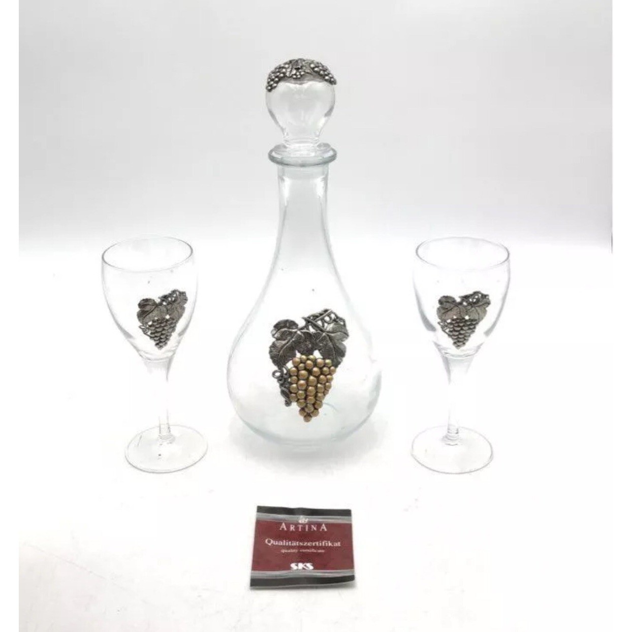 Vintage Artina Pewter Glass Wine Set Glasses Vintage Artina Pewter Glass Wine Set Glasses