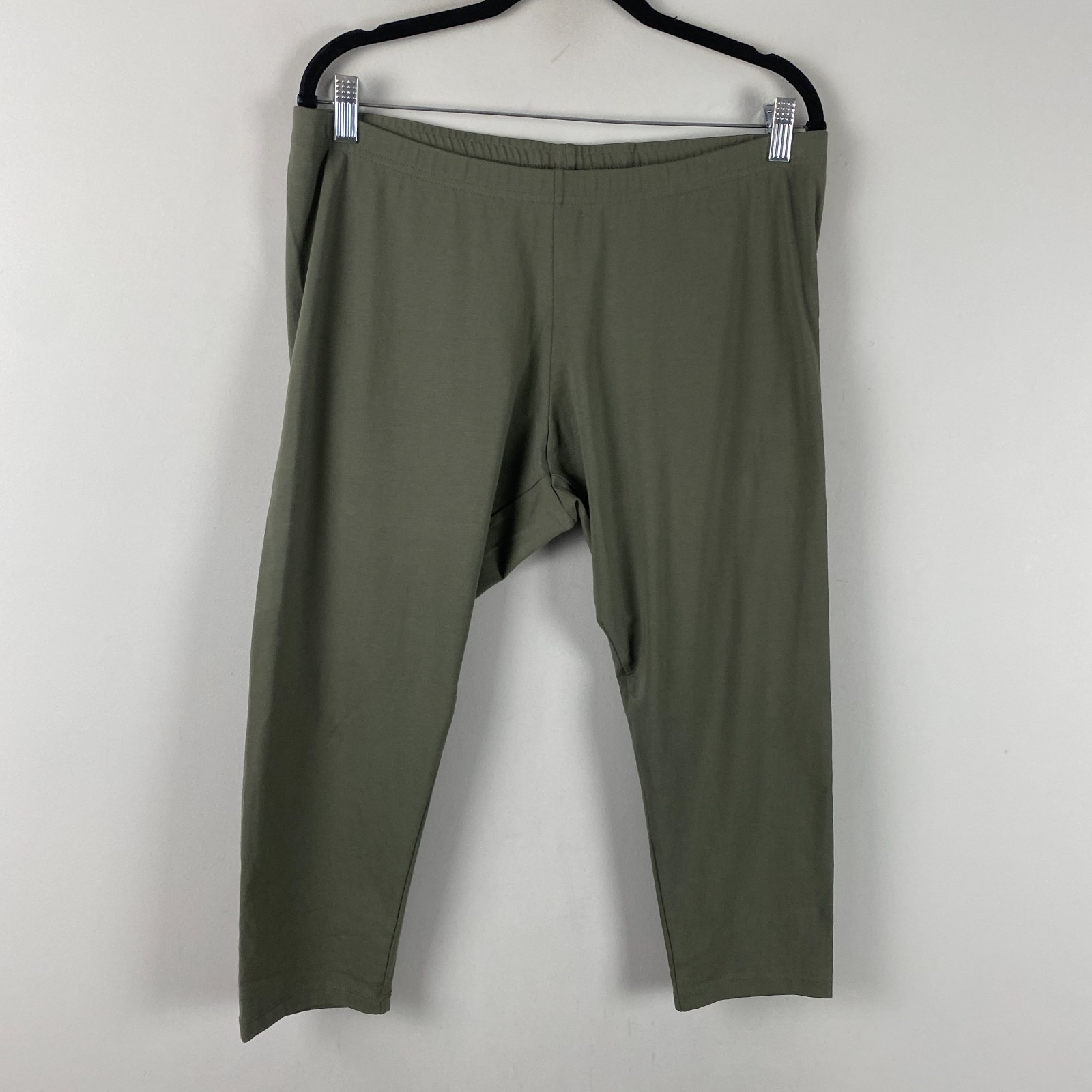 J. Jill Capri Leggings Size Large Olive Green Mid Rise Stretch