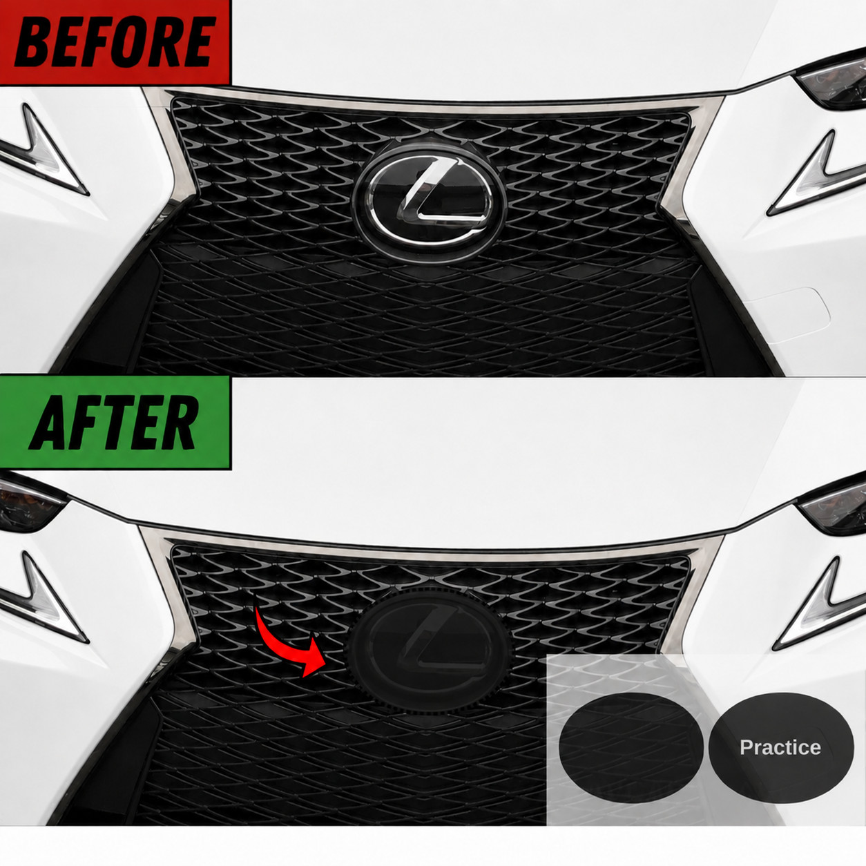FOR LEXUS IS GS NX RC RX FRONT LOGO SMOKE TINT VINYL OVERLAY PPF VYNIL