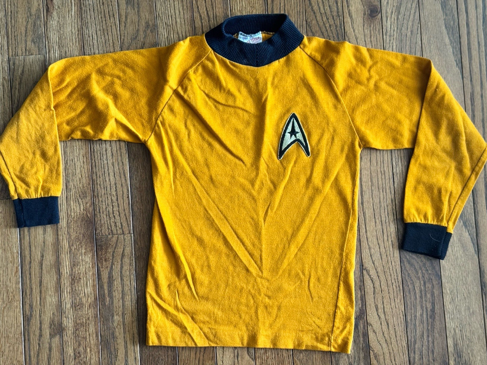 Vintage 1975 Donmoor Paramount STAR TREK Officer Ringer Shirt - Gold - Child 10