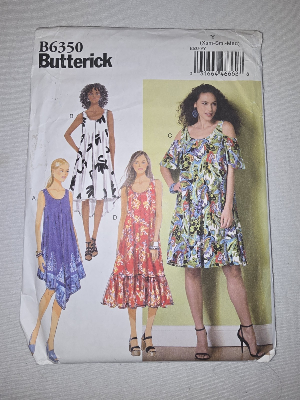 Butterick B6350 Pattern Pullover Loose-Fitting Sleeveless Dress Sz XS,S,M NOS Butterick B6350 Pattern Pullover Loose-Fitting Sleeveless Dress Sz XS,S,M NOS