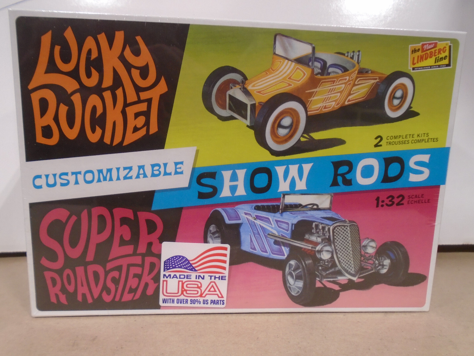 LINDBERG HL136 SHOW RODS 2 PACK SUPER ROADSTER & LUCKY BUCKET NEW IN SEALED BOX