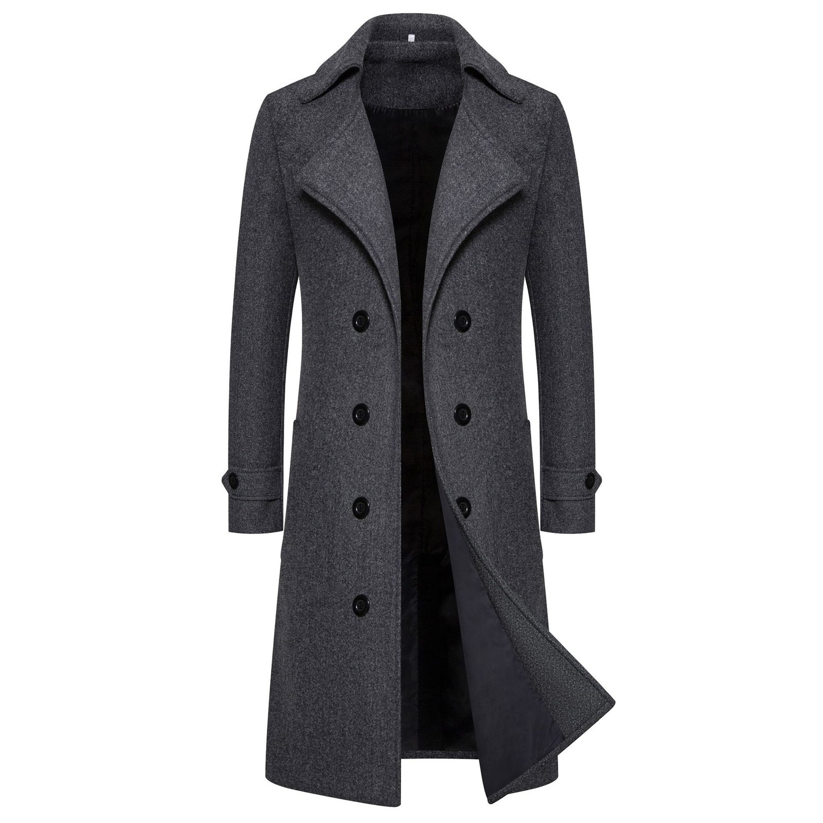 Winter Long Double Breasted Trench Coat Men\'s Woolen