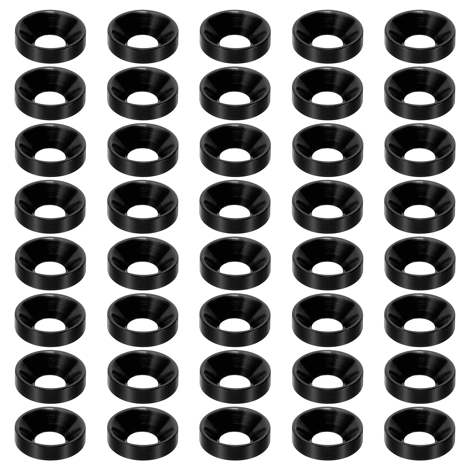 60pcs M6 Finish Countersunk Washer Aluminum Alloy Flat Cup Screw Gasket Black