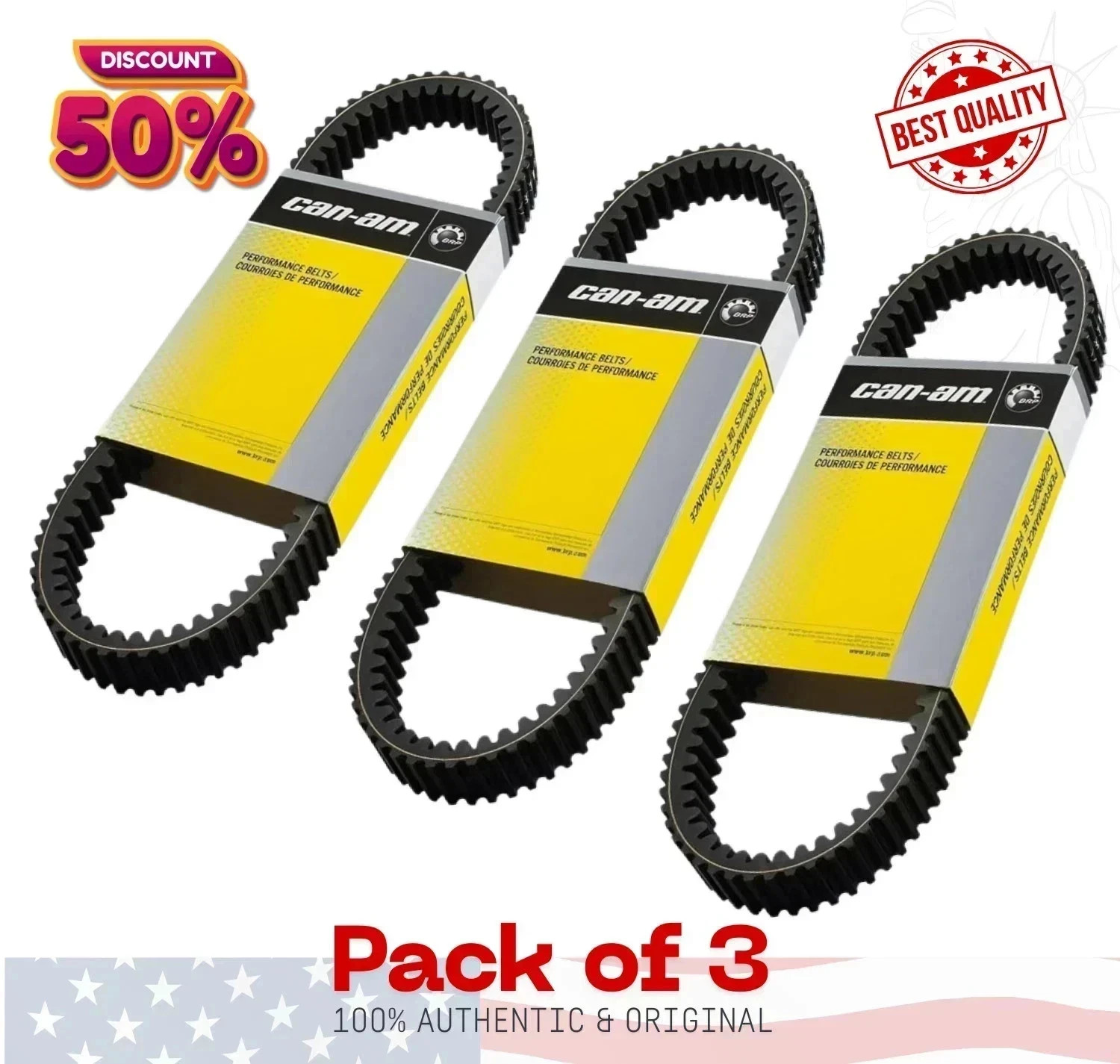 652 Can-Am New OEM 100% 422280652 PBO Performance Drive Belt , PACK OF 3