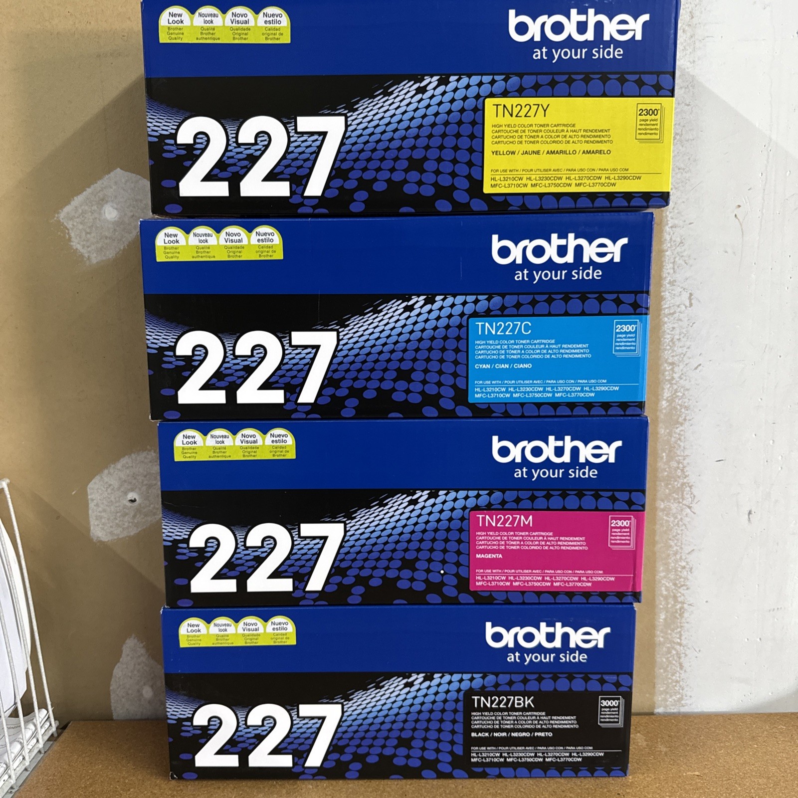 Brother TN227 4 Pack High Yield Color Toner Set (BK/C/M/Y)