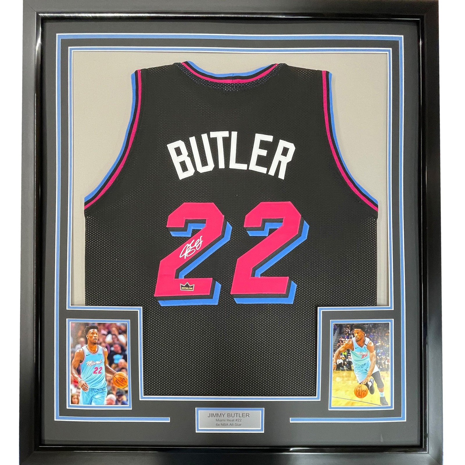 Framed Facsimile Autographed Jimmy Butler 35x39 Black Reprint Laser Auto