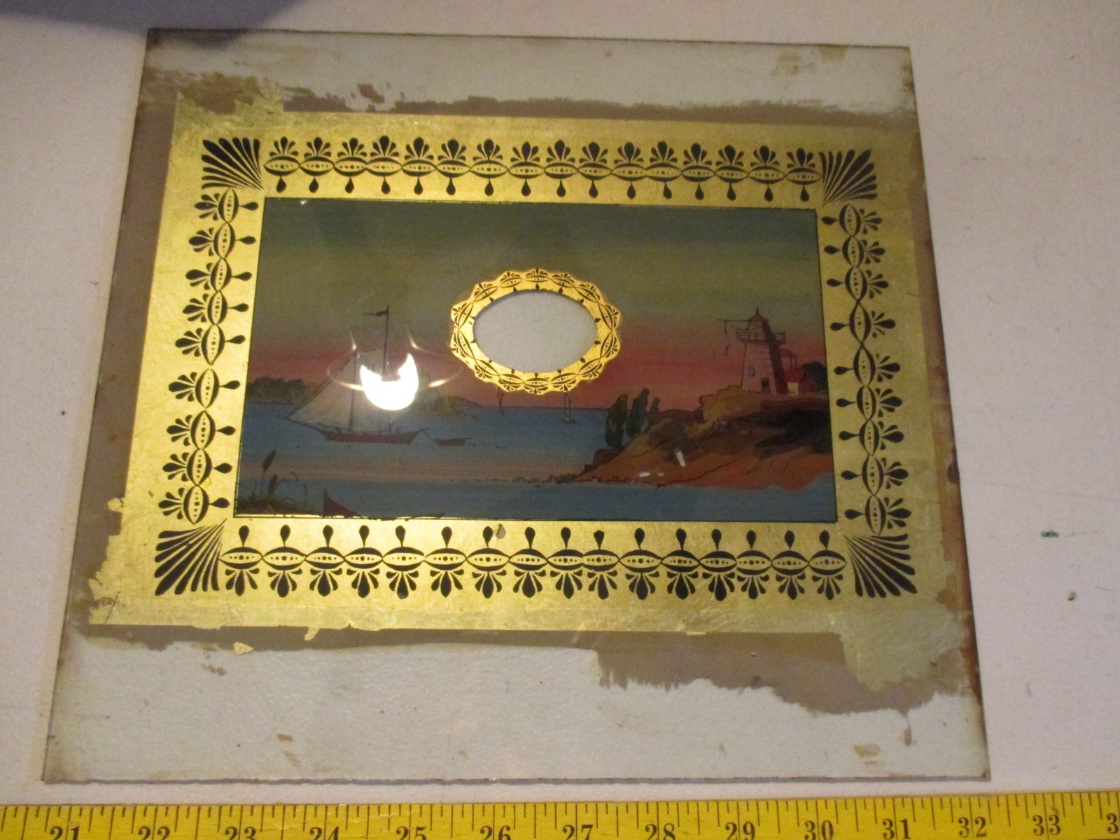Antique Reverse Painted Glass Vintage 11\