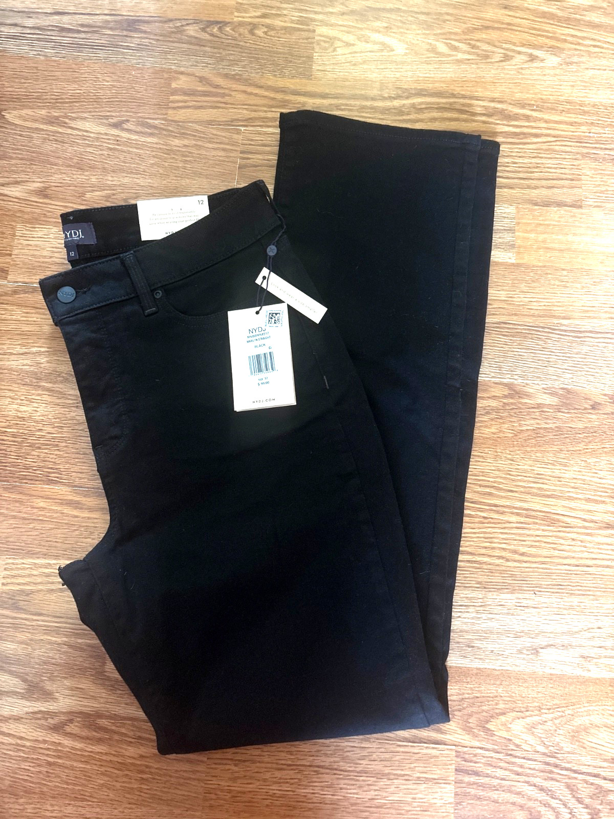 NYDJ Marilyn Straight Jeans Womens 12 black  New Lift Tuck Technology