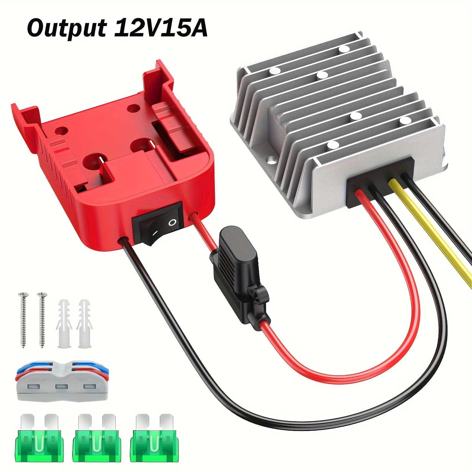 18V to 12V Step Down Buck Converter 15A for Milwaukee 18V Battery Power Wheels