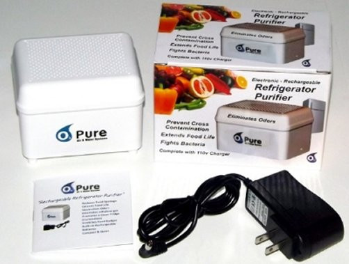 O3 PURE Rechargeable Refrigerator Purifier Deodorizer and Fridge Odor Eliminator