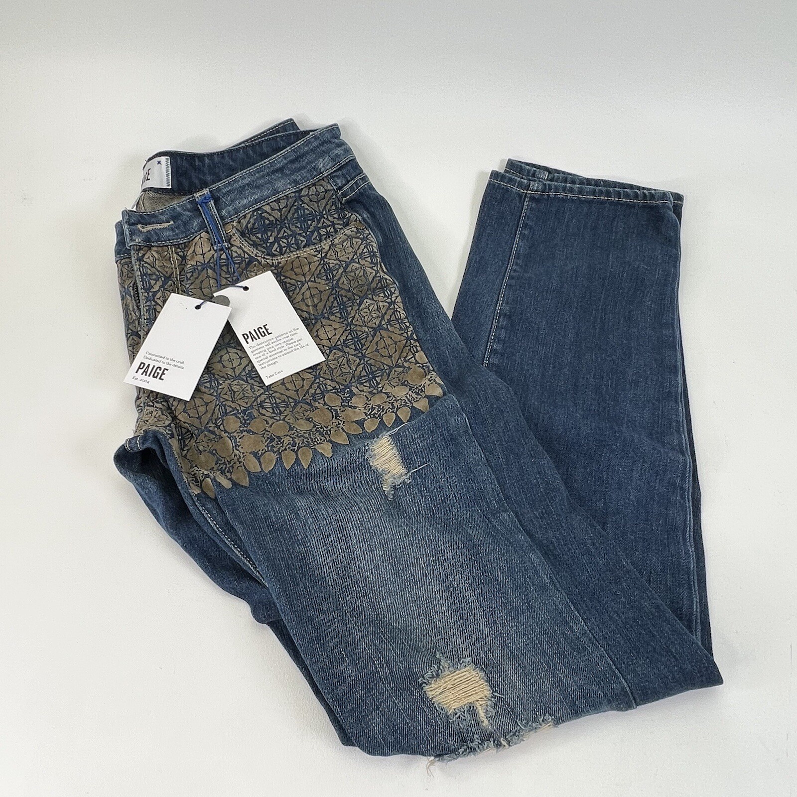 PAIGE JIMMY JIMMY SKINNY JOSEPHINE DISTRESSED BLUE JEANS SIZE 27 NWT PAIGE JIMMY JIMMY SKINNY JOSEPHINE DISTRESSED BLUE JEANS SIZE 27 NWT